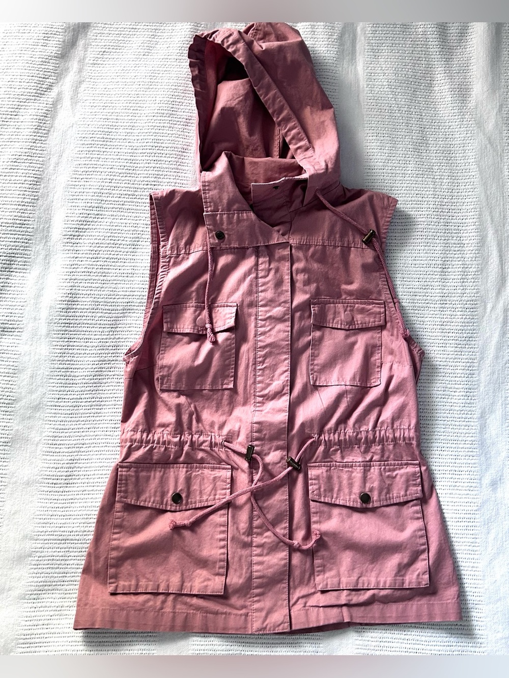 Love Tree Medium Pink Sleeveless cargo Utility Vest Hooded Women’s